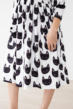 Purrfect 3/4 Sleeve Pocket Twirl Dress by Mila & Rose ®