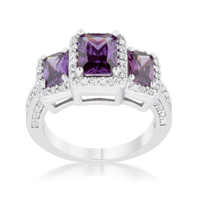 Rita 2.3ct Amethyst CZ Rhodium Classic Trio Ring by LuxuryLifeWay Online Store