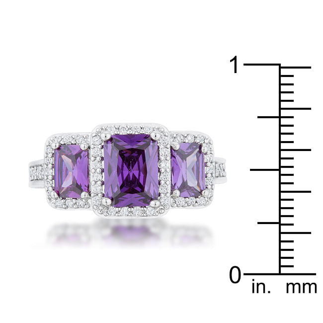 Rita 2.3ct Amethyst CZ Rhodium Classic Trio Ring by LuxuryLifeWay Online Store