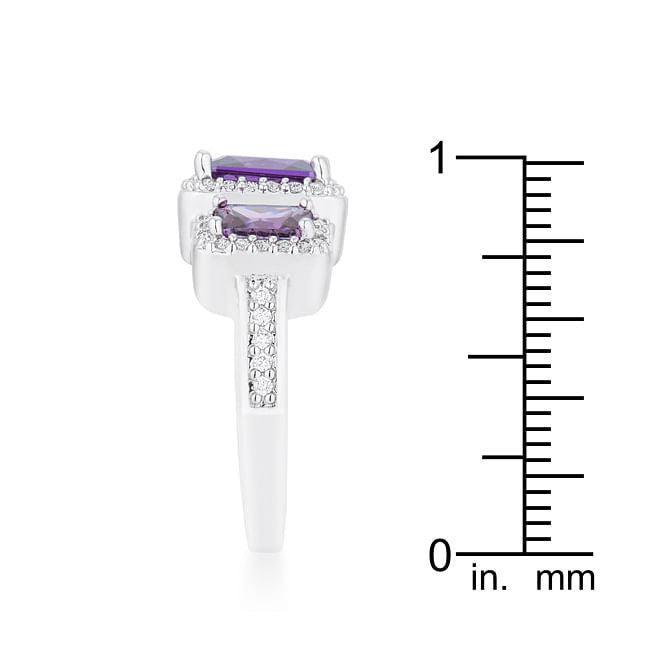 Rita 2.3ct Amethyst CZ Rhodium Classic Trio Ring by LuxuryLifeWay Online Store