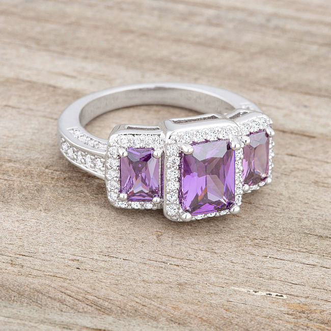 Rita 2.3ct Amethyst CZ Rhodium Classic Trio Ring by LuxuryLifeWay Online Store