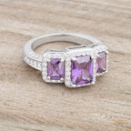 Rita 2.3ct Amethyst CZ Rhodium Classic Trio Ring by LuxuryLifeWay Online Store