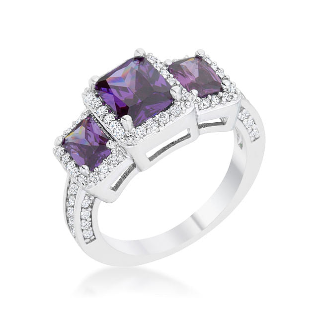 Rita 2.3ct Amethyst CZ Rhodium Classic Trio Ring by LuxuryLifeWay Online Store