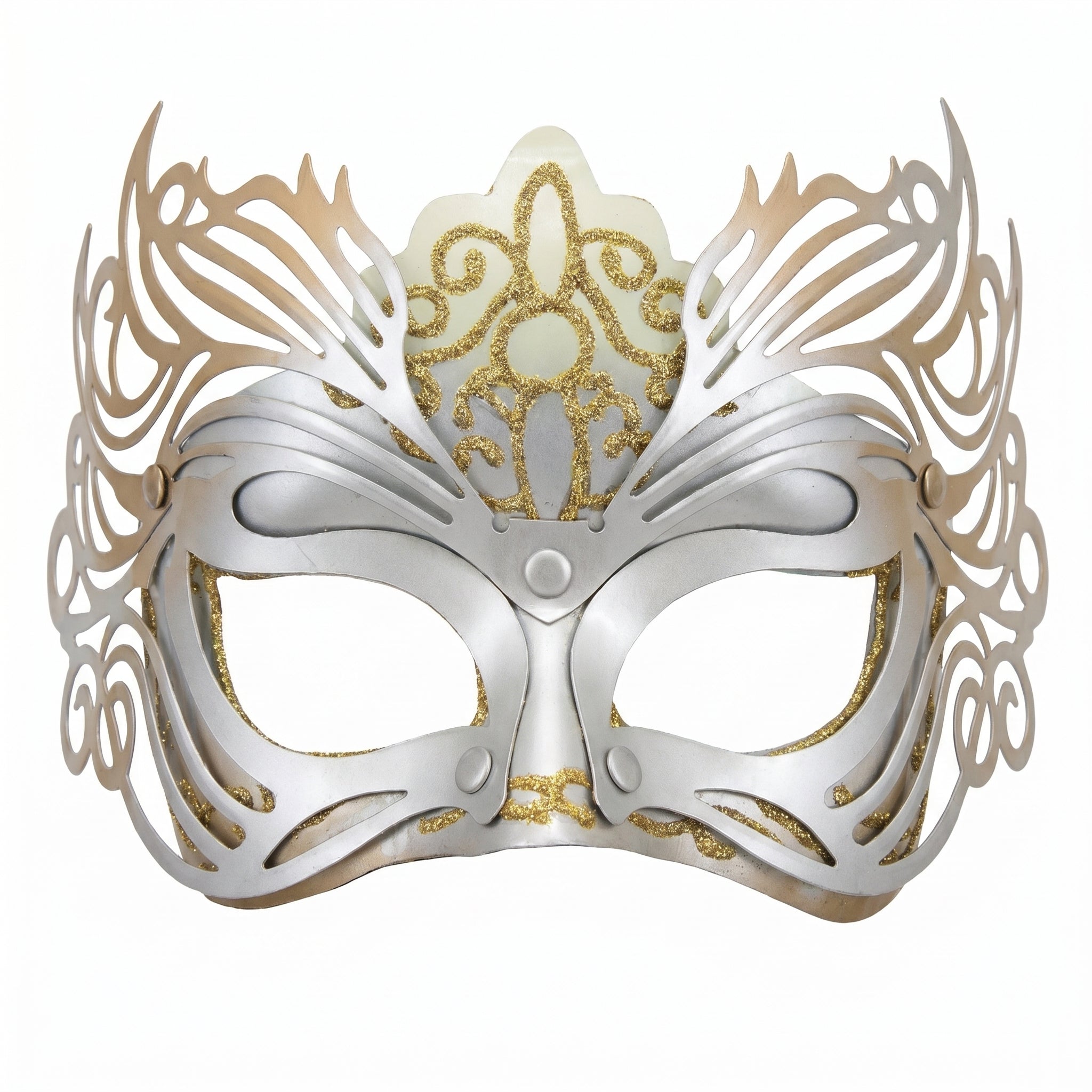 Gilded Elegance: Gold & Silver Mask by 3wishes.com