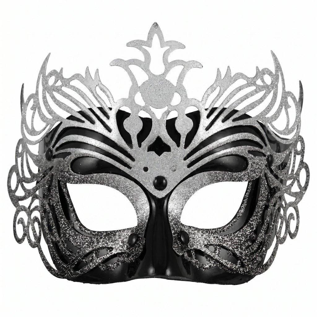 Midnight Elegance: Black & Silver Masquerade Mask by 3wishes.com