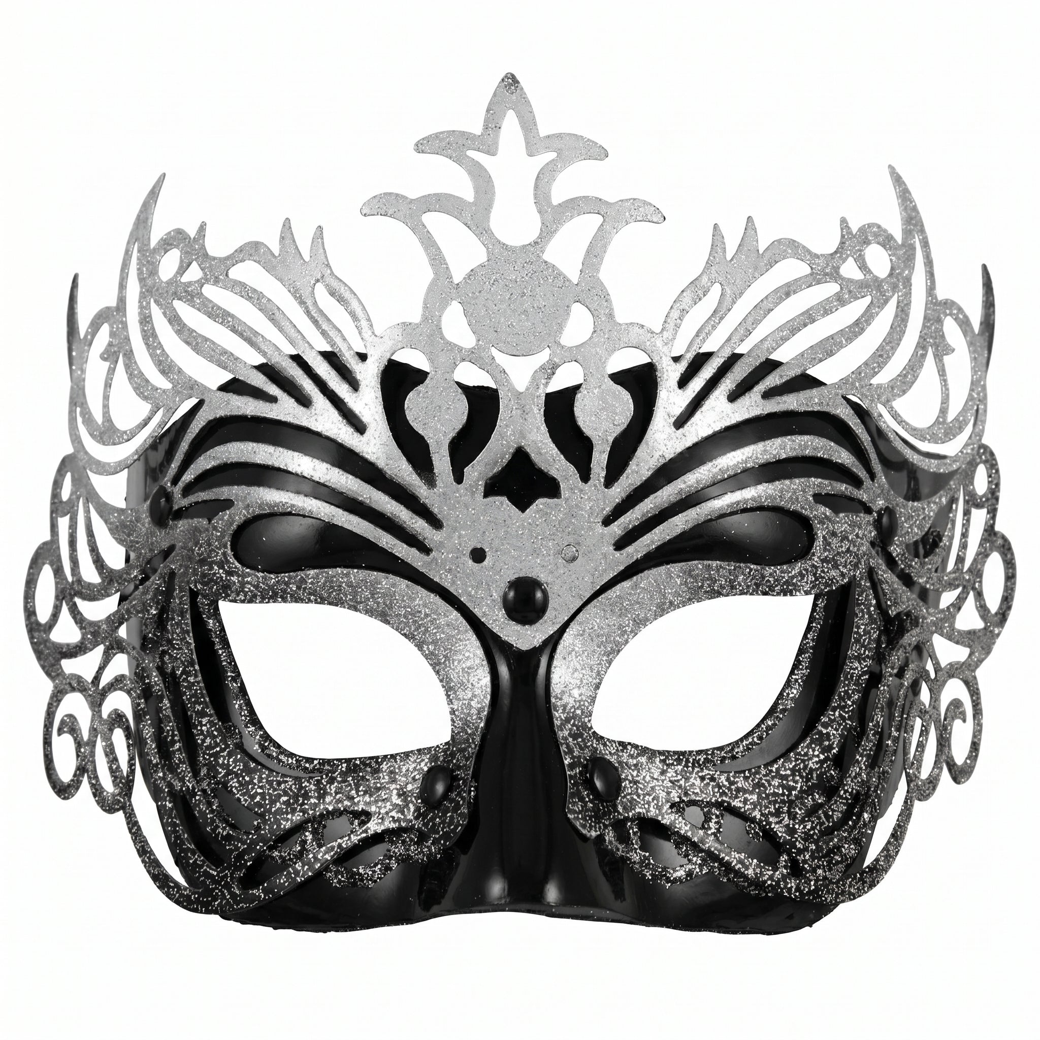 Midnight Elegance: Black & Silver Masquerade Mask by 3wishes.com
