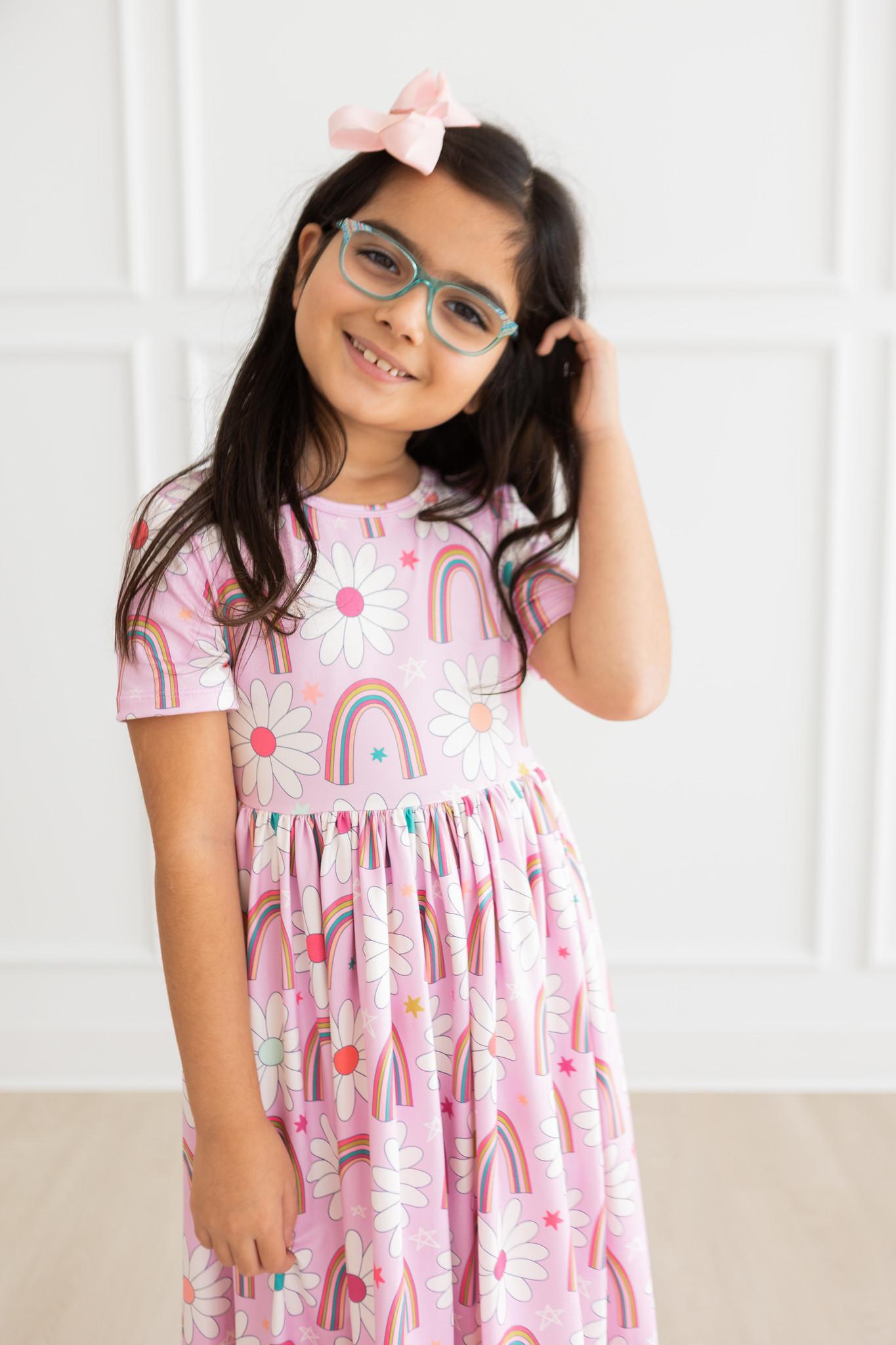 Rainbow Daisies S/S Pocket Twirl Dress by Mila & Rose ®