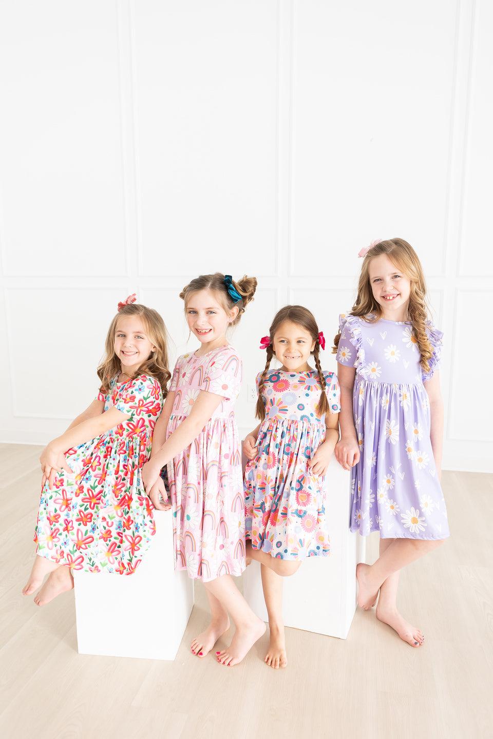Rainbow Daisies S/S Pocket Twirl Dress by Mila & Rose ®