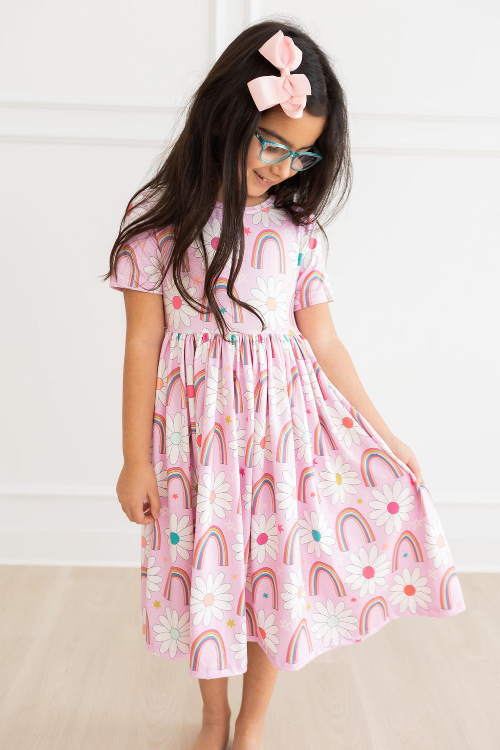 Rainbow Daisies S/S Pocket Twirl Dress by Mila & Rose ®