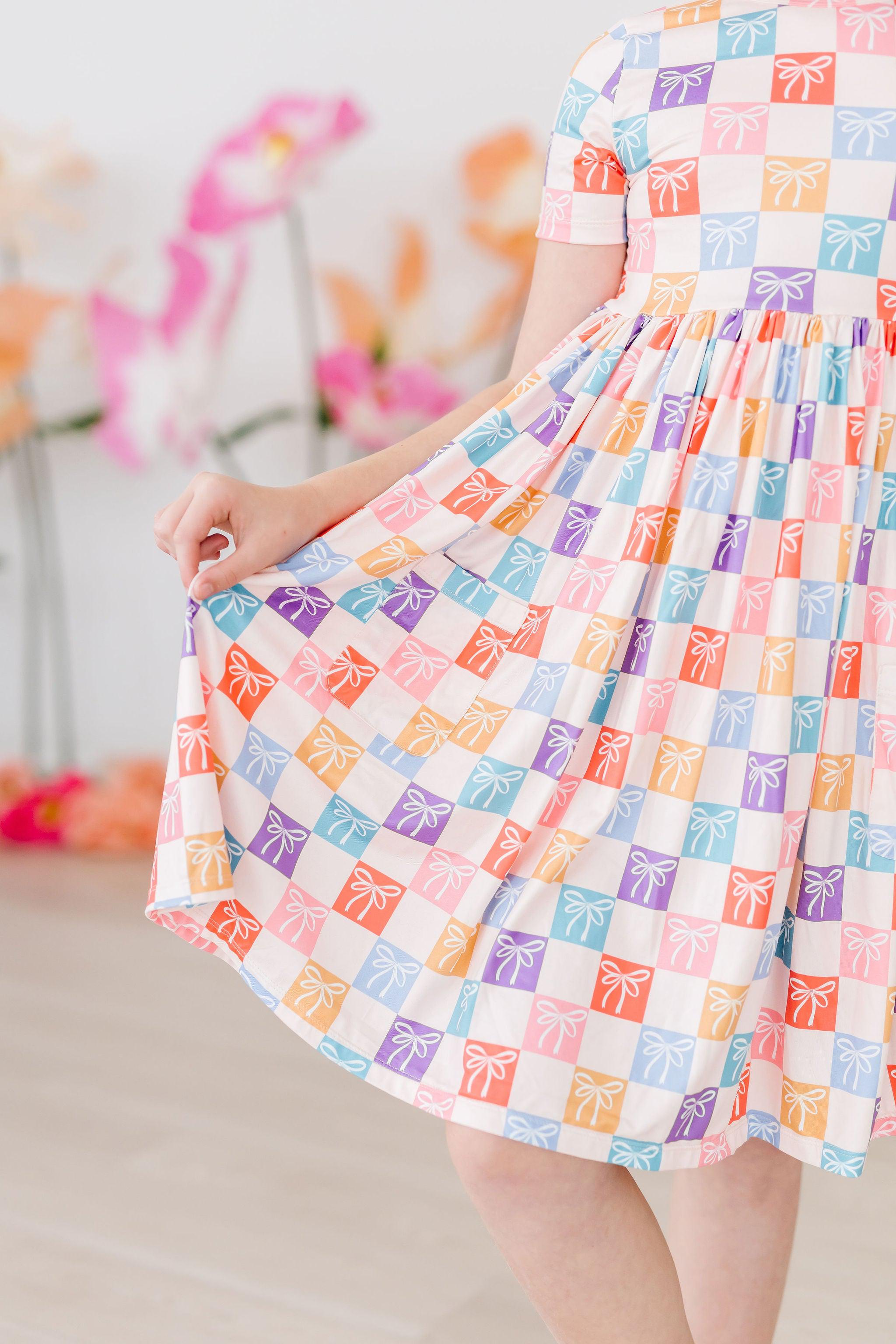 SALE Rainbow Ribbons S/S Pocket Twirl Dress by Mila & Rose ®