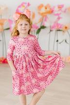 Rainbow Wishes 3/4 Sleeve Pocket Twirl Dress by Mila & Rose ®