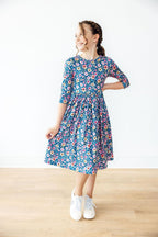 Rainforest Blooms 3/4 Sleeve Pocket Twirl Dress by Mila & Rose ®