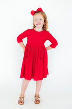 Red 3/4 Sleeve Pocket Twirl Dress by Mila & Rose ®