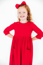 Red 3/4 Sleeve Pocket Twirl Dress by Mila & Rose ®