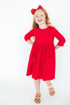 Red 3/4 Sleeve Pocket Twirl Dress by Mila & Rose ®