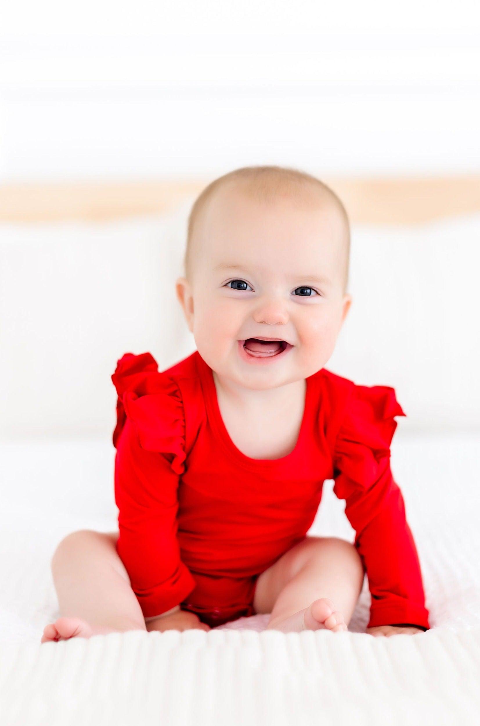 Red L/S Flutter Bodysuit by Mila & Rose ®