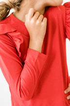 Red L/S Ruffle Tee by Mila & Rose ®