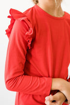 Red L/S Ruffle Tee by Mila & Rose ®