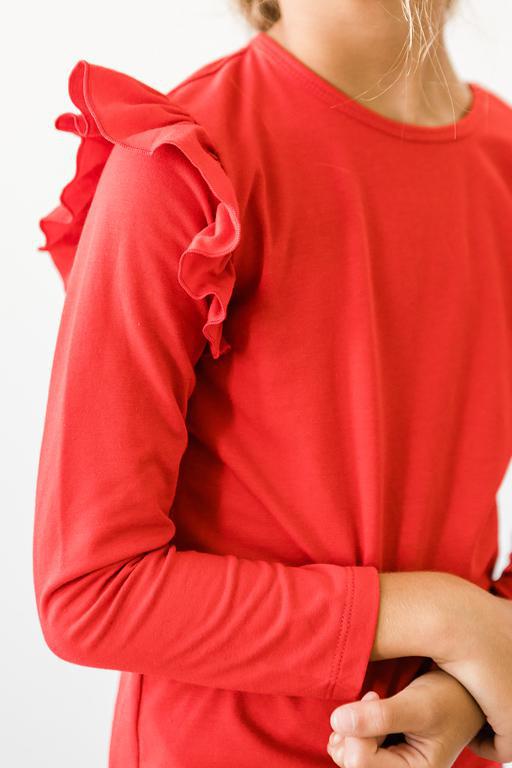Red L/S Ruffle Tee by Mila & Rose ®