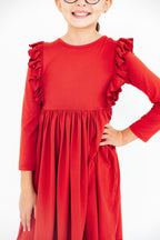 Red L/S Ruffle Twirl Dress by Mila & Rose ®