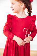 Red L/S Ruffle Twirl Dress by Mila & Rose ®