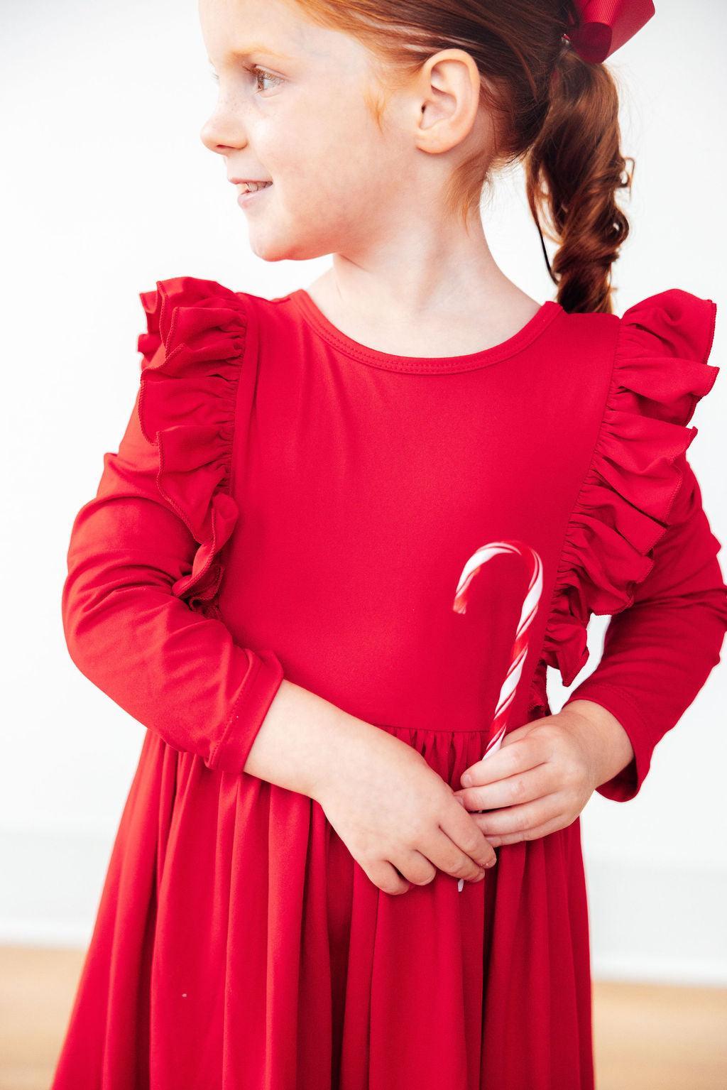 Red L/S Ruffle Twirl Dress by Mila & Rose ®