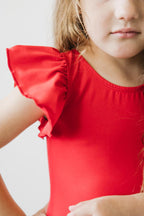 Red S/S Flutter Sleeve Leotard by Mila & Rose ®