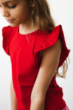 Red S/S Ruffle Tee by Mila & Rose ®