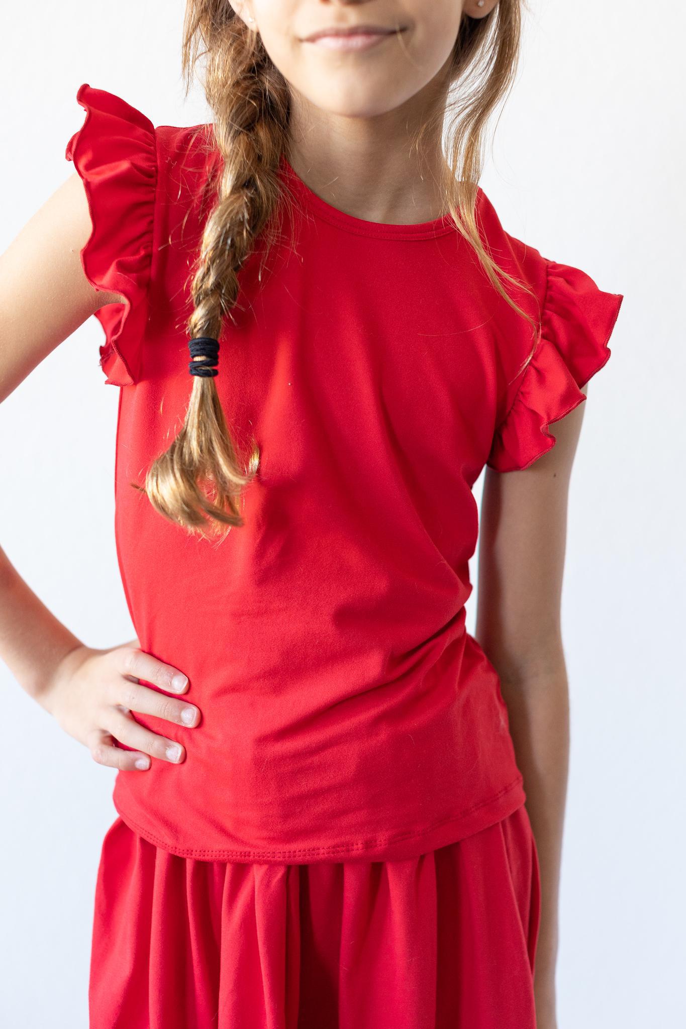 Red S/S Ruffle Tee by Mila & Rose ®