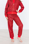 Red Sequin Joggers by Mila & Rose ®