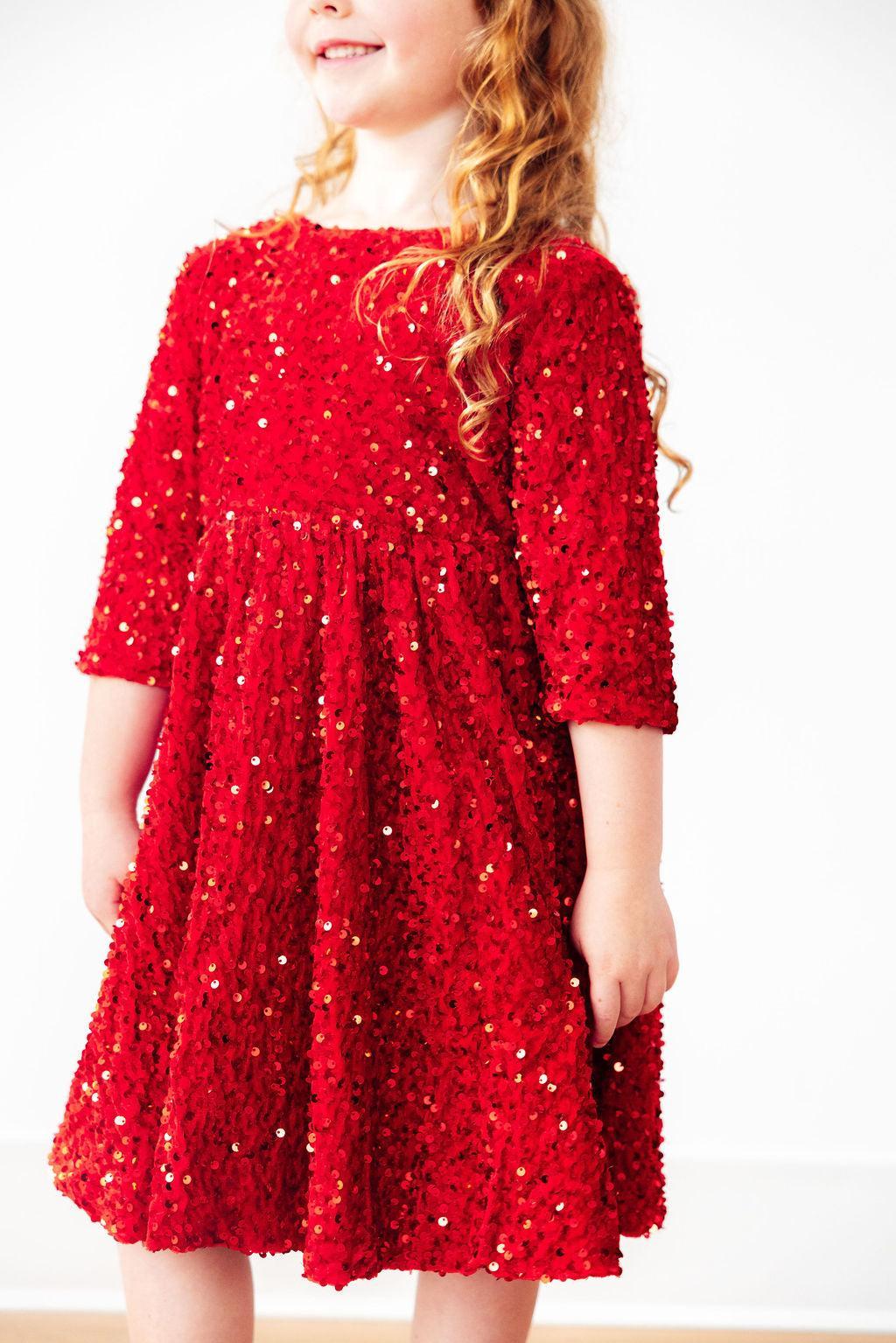 Red Velvet Sequin Dress by Mila & Rose ®