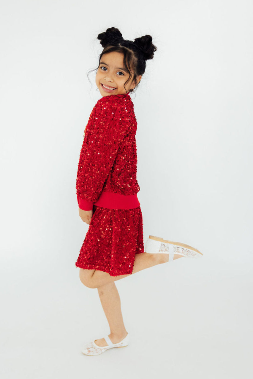 Red Velvet Sequin Twirl Skort by Mila & Rose ®