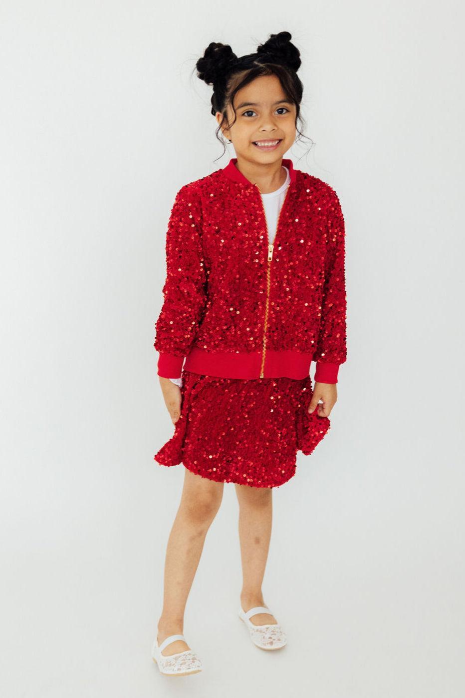 Red Velvet Sequin Twirl Skort by Mila & Rose ®