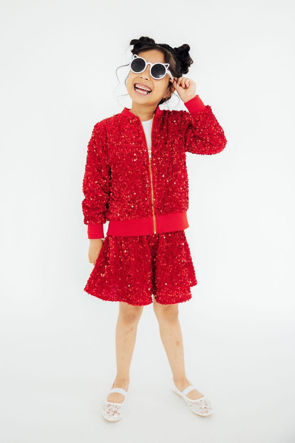 Red Velvet Sequin Twirl Skort by Mila & Rose ®