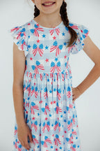 Red, White & Bows Flutter Sleeve Twirl Dress by Mila & Rose ®