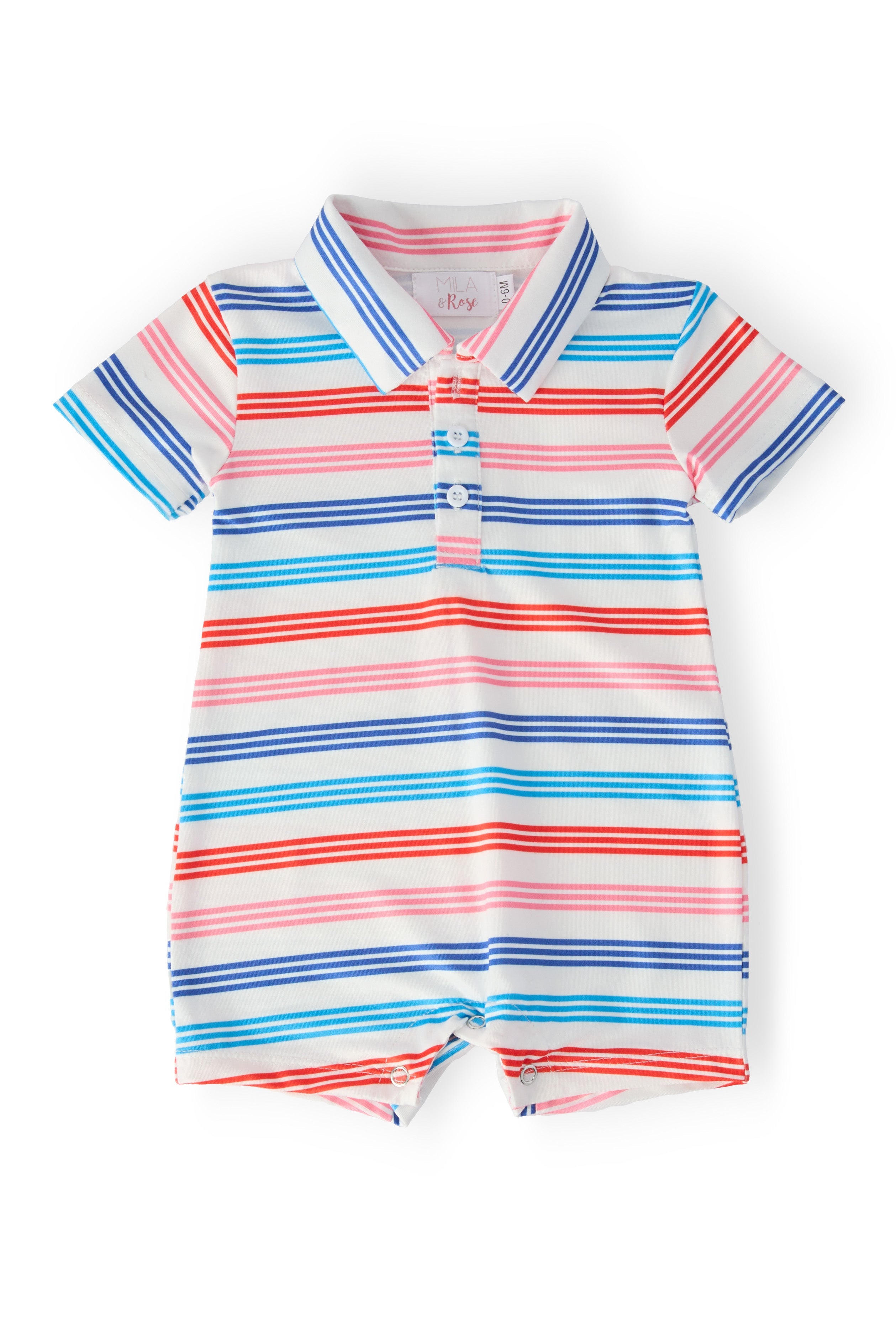 Red, White & Stripe Polo Shorty One-Piece by Mila & Rose ®