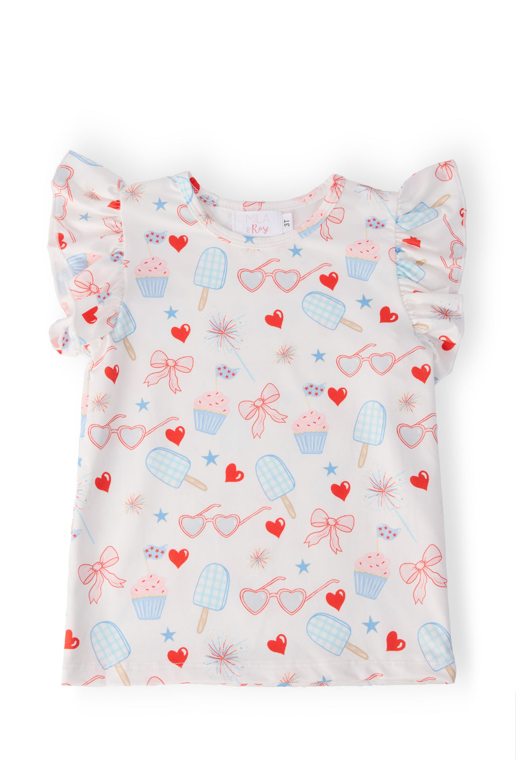 Red, White, & Sweet S/S Ruffle Tee by Mila & Rose ®