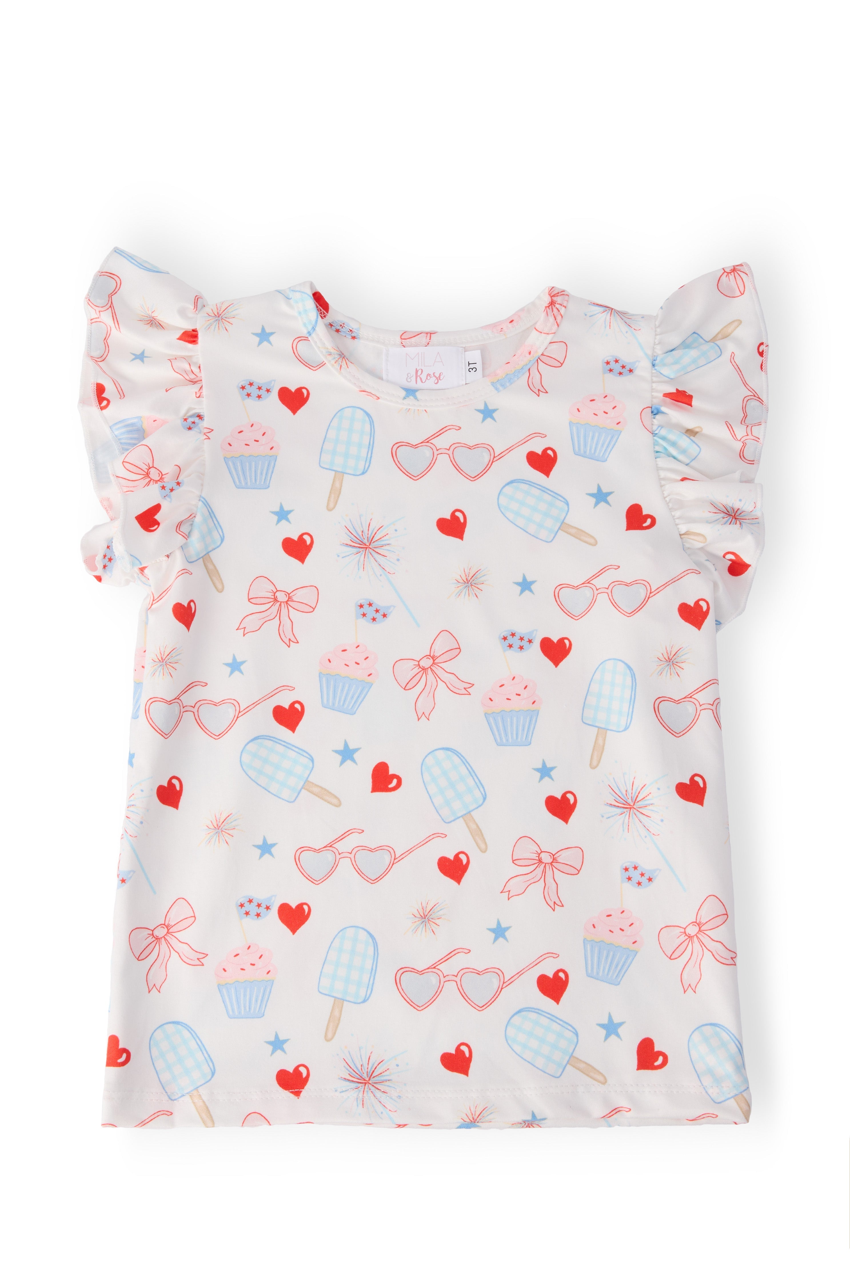 Red, White, & Sweet S/S Ruffle Tee by Mila & Rose ®