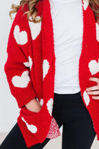 Red/Coconut Heart Cozy Cardigan by Mila & Rose ®