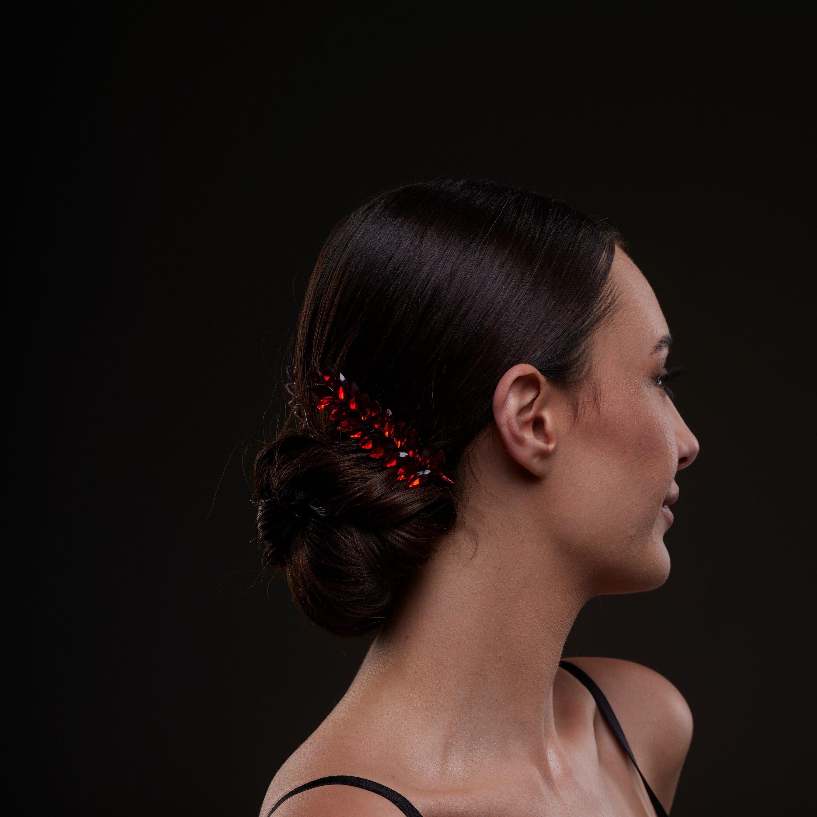 Elegant Red Crystal 2-Piece Hair Comb Set by Bridal Port
