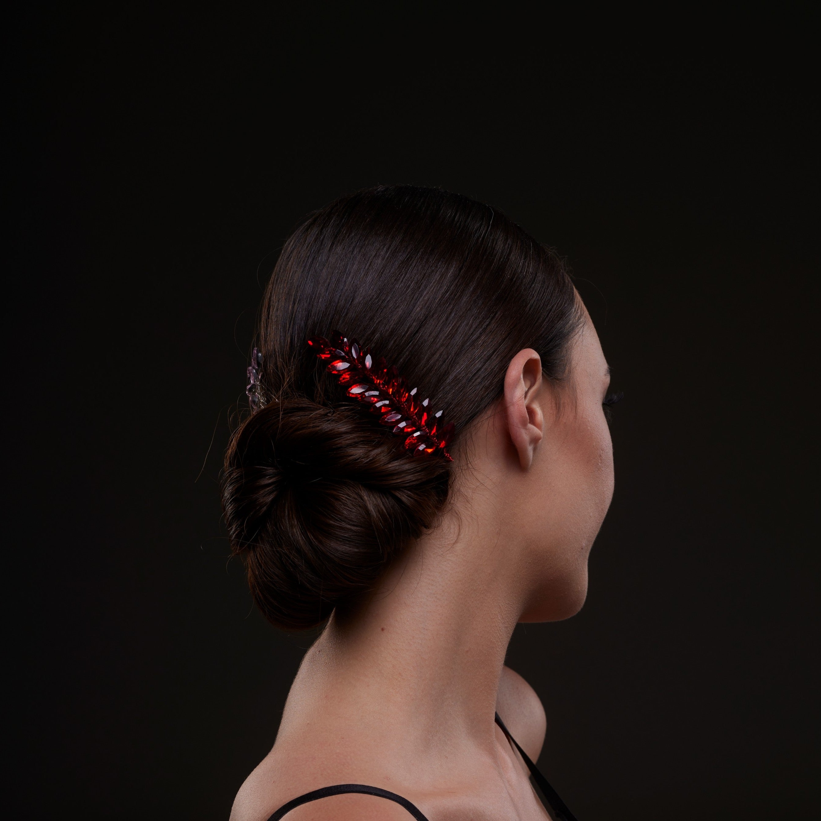 Elegant Red Crystal 2-Piece Hair Comb Set by Bridal Port