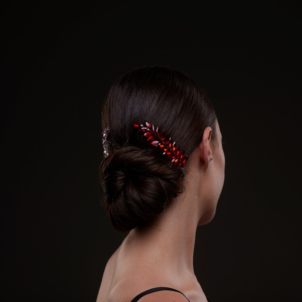 Elegant Red Crystal 2-Piece Hair Comb Set by Bridal Port