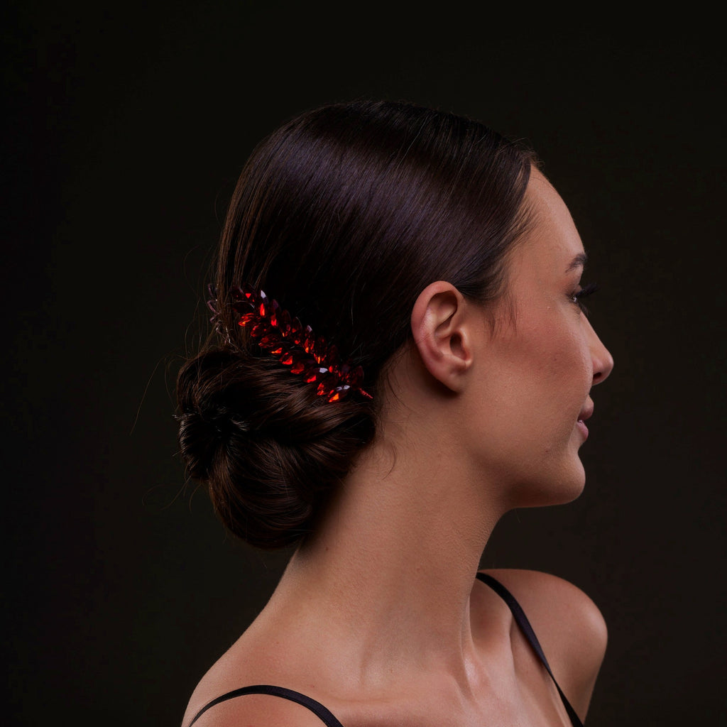 Elegant Red Crystal 2-Piece Hair Comb Set by Bridal Port