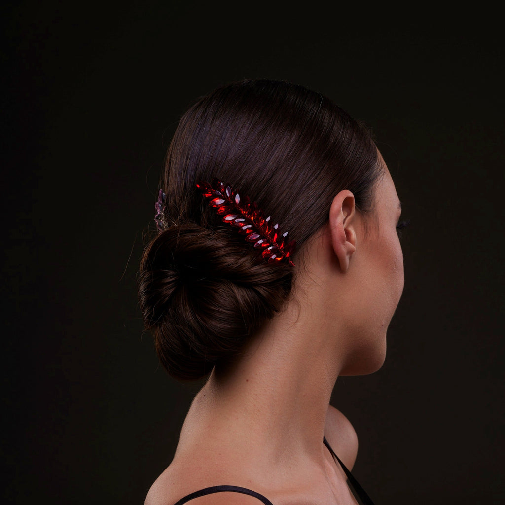 Elegant Red Crystal 2-Piece Hair Comb Set by Bridal Port