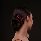 Elegant Red Crystal 2-Piece Hair Comb Set by Bridal Port