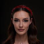 Red Crystal Beaded Hairband by Bridal Port