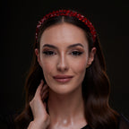 Red Crystal Beaded Hairband by Bridal Port