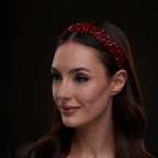 Red Crystal Beaded Hairband by Bridal Port