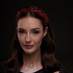 Red Crystal Beaded Hairband by Bridal Port
