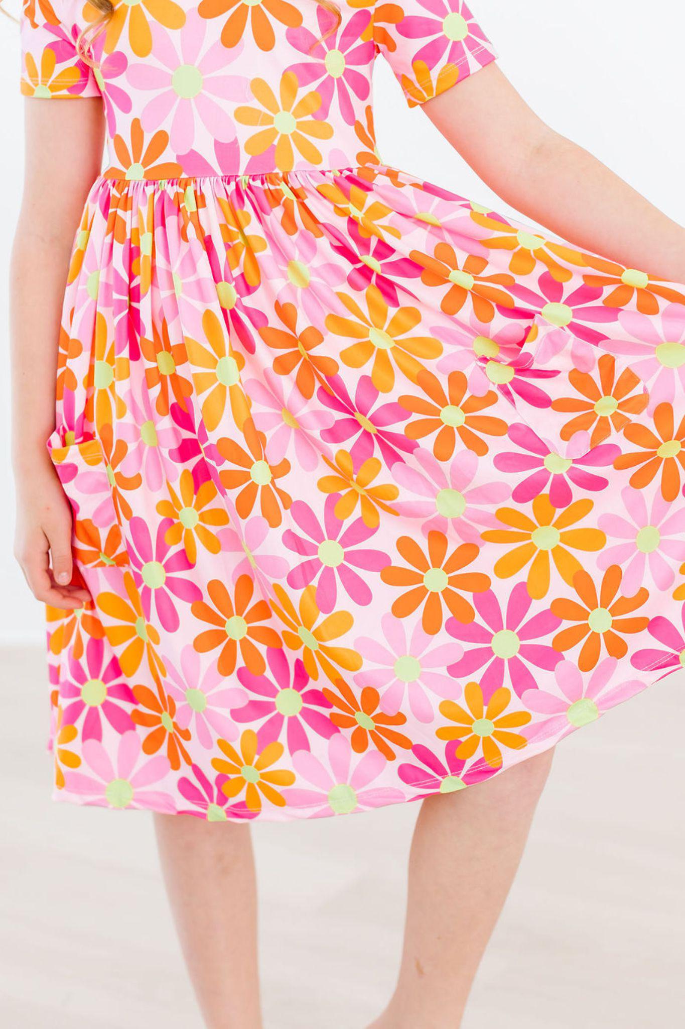 Retro Daisies S/S Pocket Twirl Dress by Mila & Rose ®